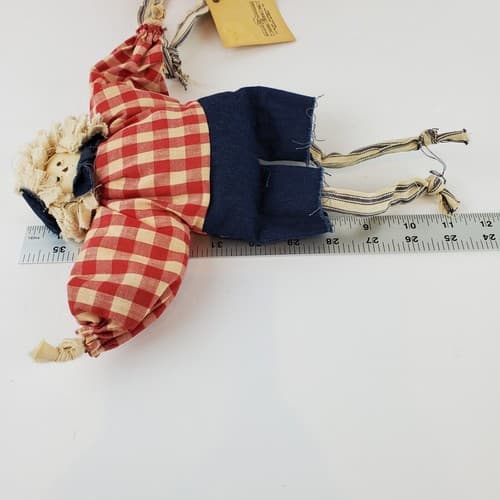 Vtg Primitive Handcrafted Folk Art Wired Fabric Raggedy Ann and Andy Style Dolls - Thumbnail 10