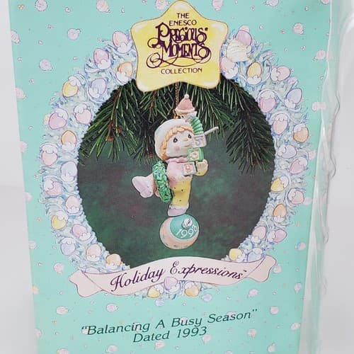 Vtg Precious Moments Holiday Expressions Balancing A Busy Season 1993 Ornament - Thumbnail 3