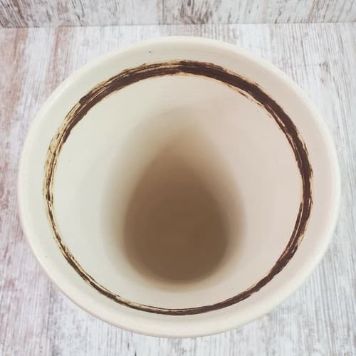 Studio Art Pottery Vase Cream Brown Signed Kamp Rustic Southwest Crude Rough - Thumbnail 4