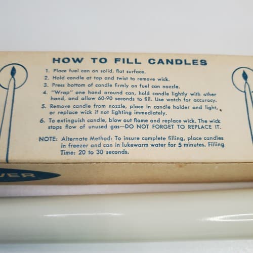Vintage Wear-Ever Gas Lite 15" Candles Mid Century Modern MCM Pair w/ Box White - Thumbnail 8