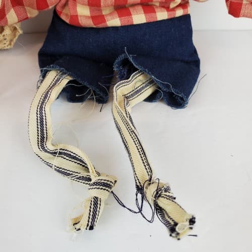 Vtg Primitive Handcrafted Folk Art Wired Fabric Raggedy Ann and Andy Style Dolls - Thumbnail 6
