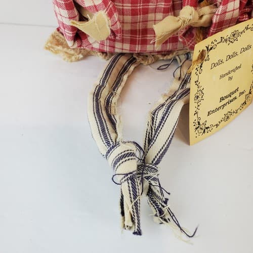 Vtg Primitive Handcrafted Folk Art Wired Fabric Raggedy Ann and Andy Style Dolls - Thumbnail 5