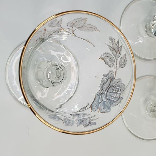 Vtg Libbey White Rose Bouquet Gold Trim Hostess Set of 7 Cocktail Glasses 4 oz. - Thumbnail 5