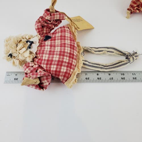 Vtg Primitive Handcrafted Folk Art Wired Fabric Raggedy Ann and Andy Style Dolls - Thumbnail 9