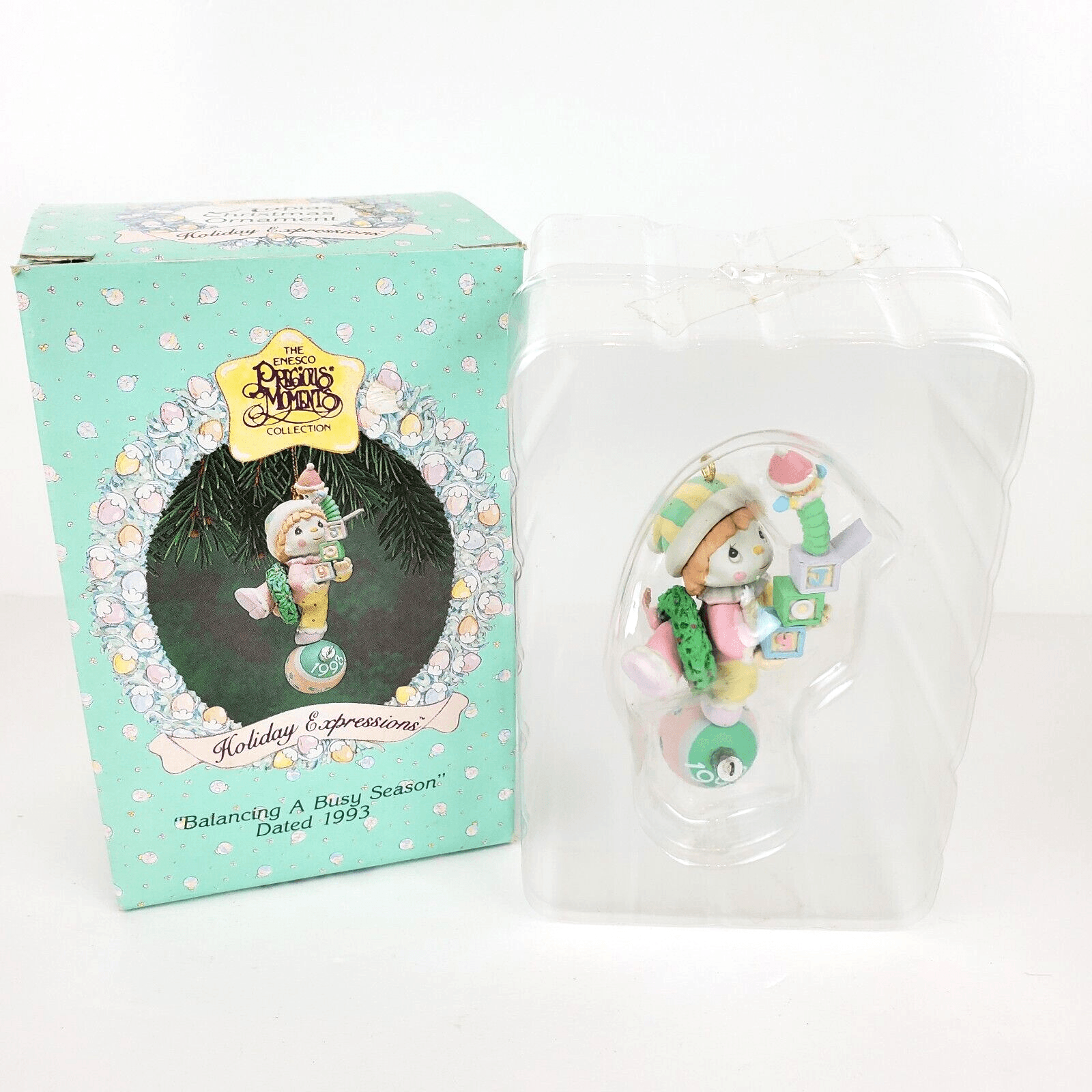 Vtg Precious Moments Holiday Expressions Balancing A Busy Season 1993 Ornament