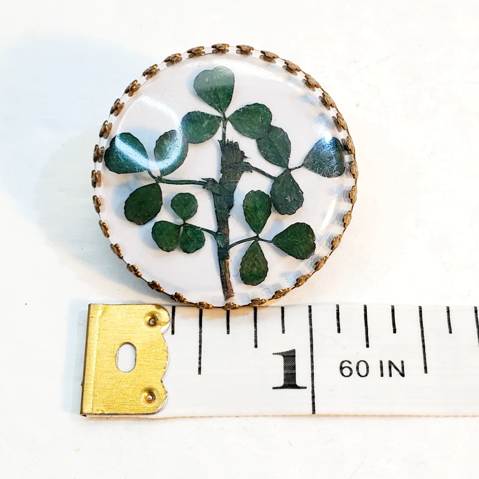 Vtg Plastic Bubble Clover Shamrock Brooch Pin Good Luck St Patrick's Day Irish - Thumbnail 3