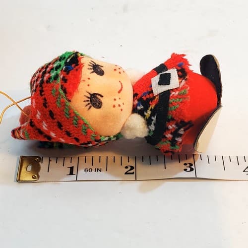 Vtg Japan Girl & Boy Tartan Plaid Christmas Ornament Holiday Figurine Flocked - Thumbnail 10