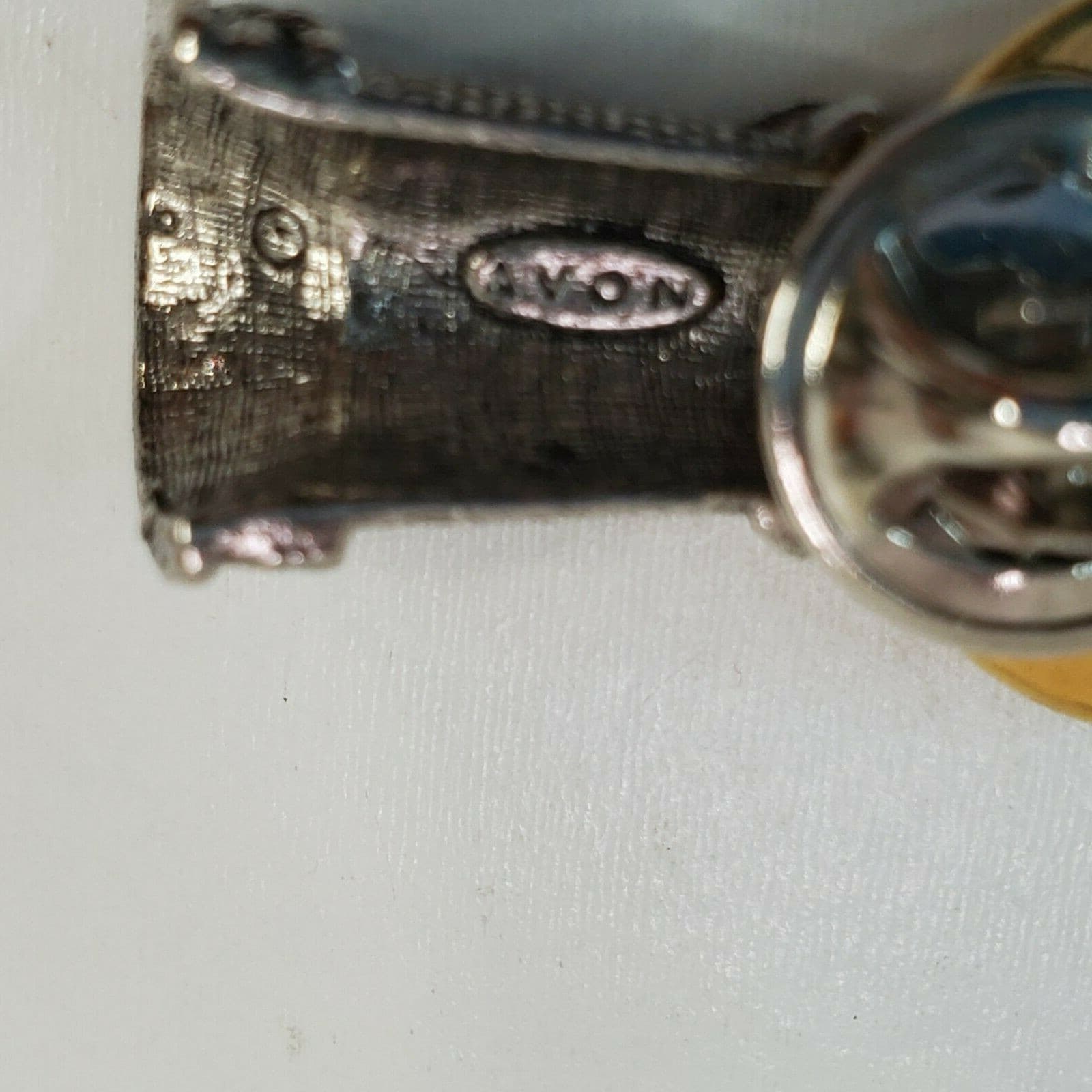 Vintage Avon Two Tone Silver & Gold Color Christian Light House Lapel Pin - Thumbnail 3