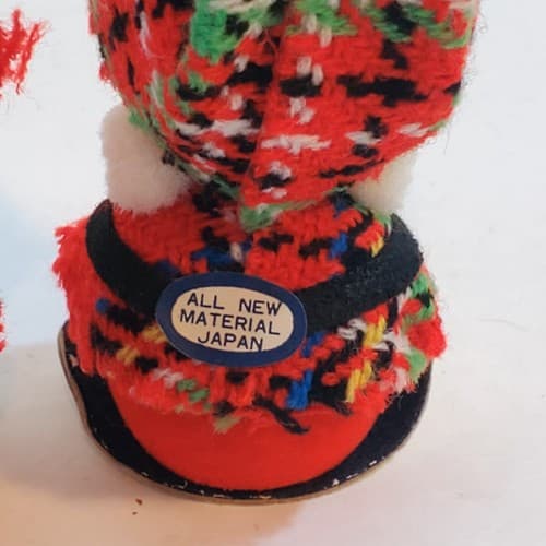 Vtg Japan Girl & Boy Tartan Plaid Christmas Ornament Holiday Figurine Flocked - Thumbnail 4