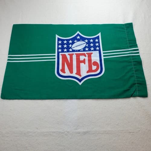 Vtg 1989 Pillowcase Official NFL Football AFC NFC Double-Sided Green 18.5x28.5
