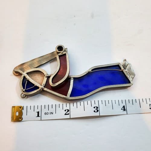 Vintage Thick Stained Glass Sun Catchers Baseball Player Batter Hanging - Thumbnail 3