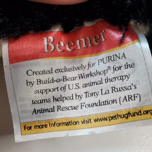 Beemer Plush 8” Dog Purina Tag by Build a Bear Black Cream Plush Stuffed Animal - Thumbnail 5