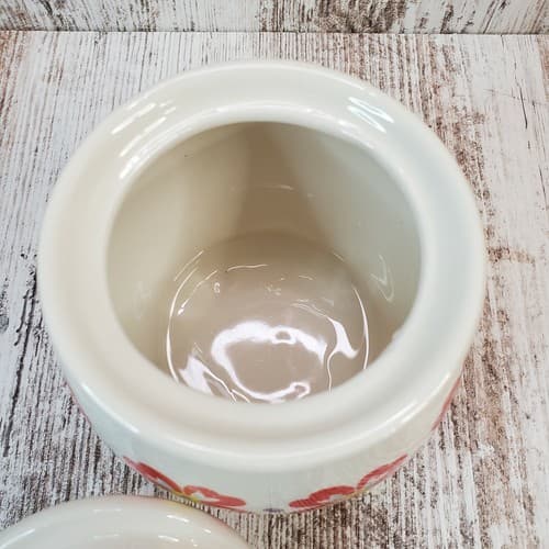 Pioneer Woman White Red Blue Floral Sugar Bowl w/ Lid Farmhouse Crock 5" - Thumbnail 3