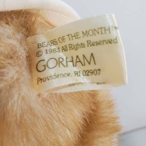 Vintage 1984 GORHAM Plush Bear Of The Month Jointed Olympus Octobear Jersey Tag - Thumbnail 8