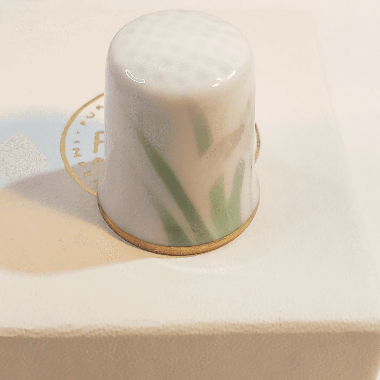 Vintage FUKAGAWA Porcelain Hand Painted Pink Flower Sewing Thimble Arita Japan - Thumbnail 7