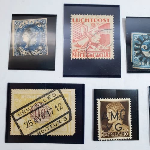 Various Worldwide Foreign Postage Stamps Lot Of 20 w/ Black Split Mounts S111 - Thumbnail 2