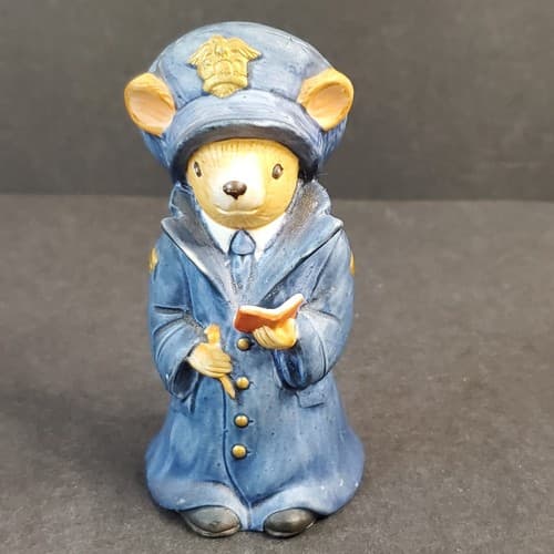 Vintage Lefton Hand Painted Mouse Police Officer Policeman Figurine 00327