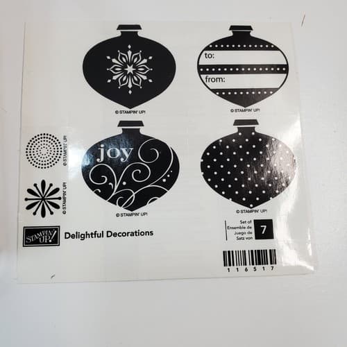 6 Stampin Up Delightful Decoration Christmas Rubber Stamps Wood Base Retired - Thumbnail 4