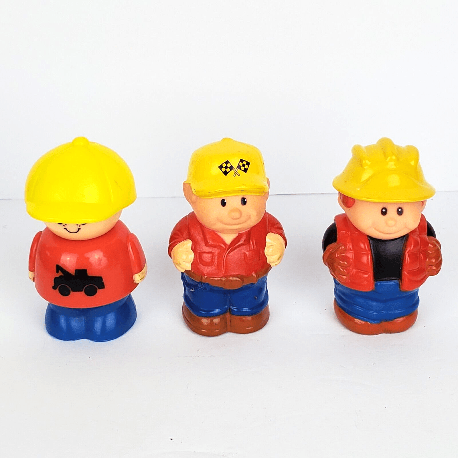 Vintage Shelcore Little People Figures Lot of 3 Racing & Construction Workers
