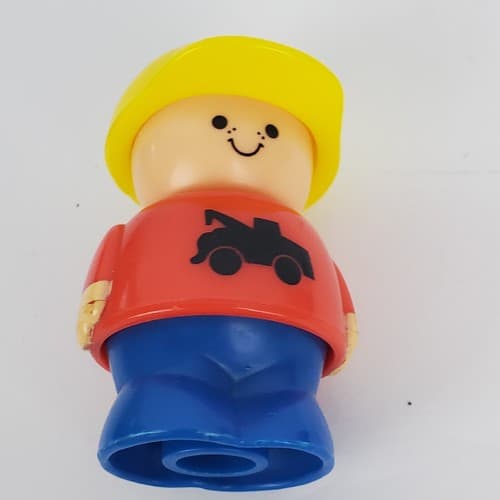 Vintage Shelcore Little People Figures Lot of 3 Racing & Construction Workers - Thumbnail 2