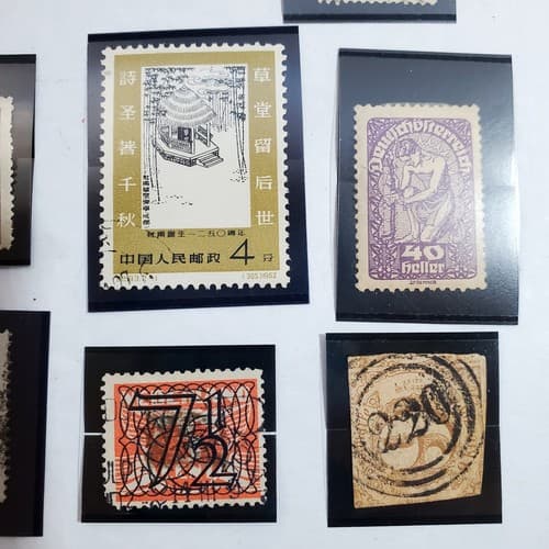 Various Worldwide Foreign Postage Stamps Lot Of 20 w/ Black Split Mounts S111 - Thumbnail 5