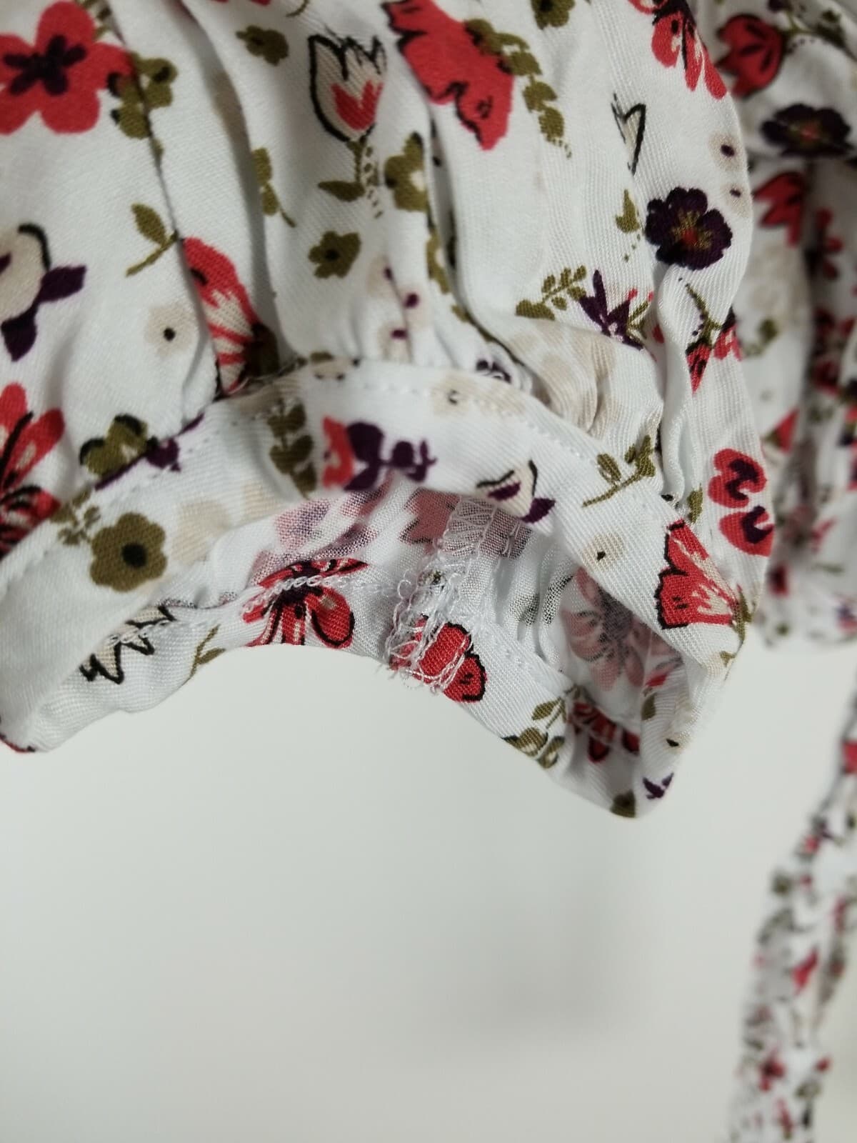 Rock By Junk Food Long Sleeve Crop Blouse Size 3X Wrap Tie Front White Floral - Thumbnail 5