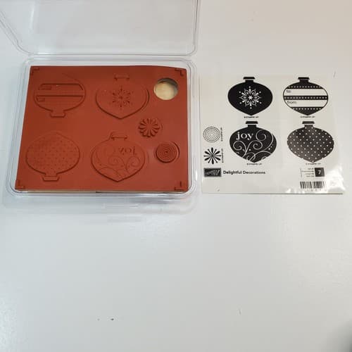6 Stampin Up Delightful Decoration Christmas Rubber Stamps Wood Base Retired