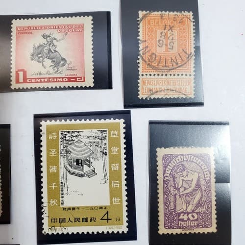Various Worldwide Foreign Postage Stamps Lot Of 20 w/ Black Split Mounts S111 - Thumbnail 4
