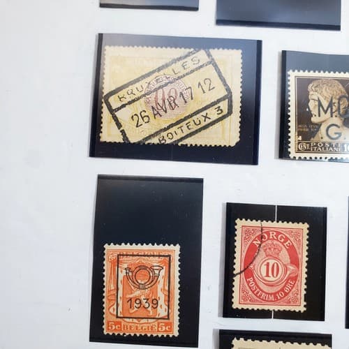 Various Worldwide Foreign Postage Stamps Lot Of 20 w/ Black Split Mounts S111 - Thumbnail 9