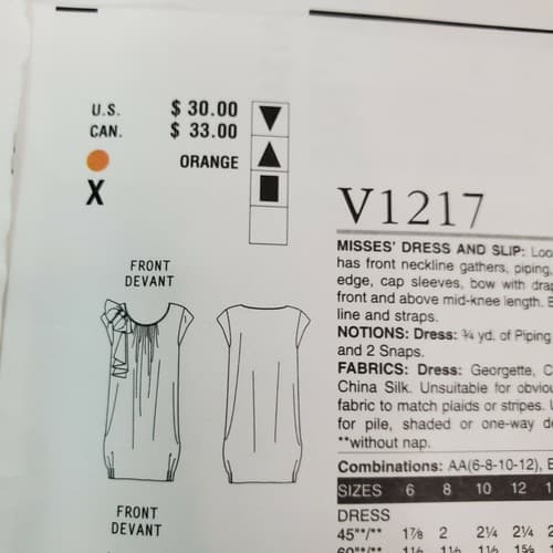 Vogue Sewing Pattern V1217 Anna Sui Misses Dress Slip Uncut E5 14-22 - Thumbnail 6