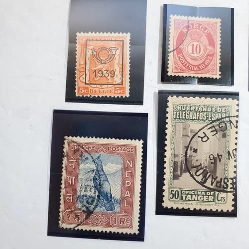 Various Worldwide Foreign Postage Stamps Lot Of 20 w/ Black Split Mounts S111 - Thumbnail 10