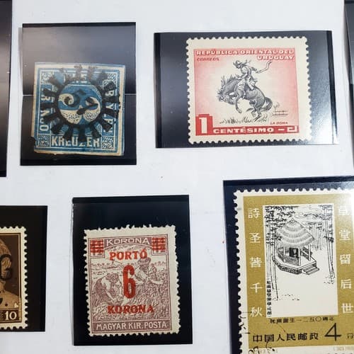 Various Worldwide Foreign Postage Stamps Lot Of 20 w/ Black Split Mounts S111 - Thumbnail 3