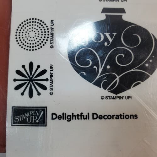 6 Stampin Up Delightful Decoration Christmas Rubber Stamps Wood Base Retired - Thumbnail 8