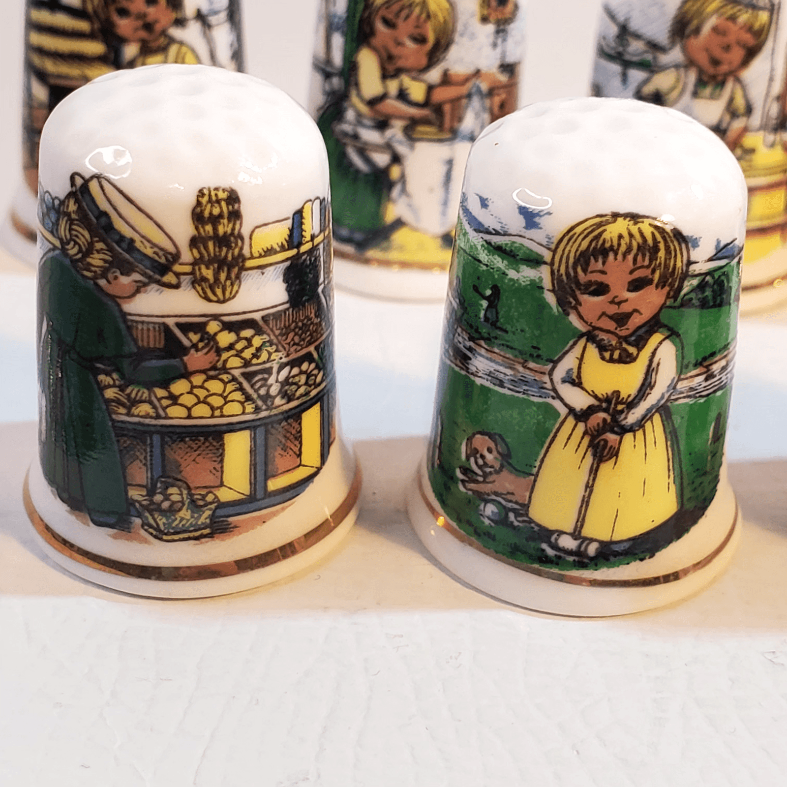 Vintage Birchcroft 7 Days of the Week Thimble Set Fine Bone China United Kingdom - Thumbnail 10