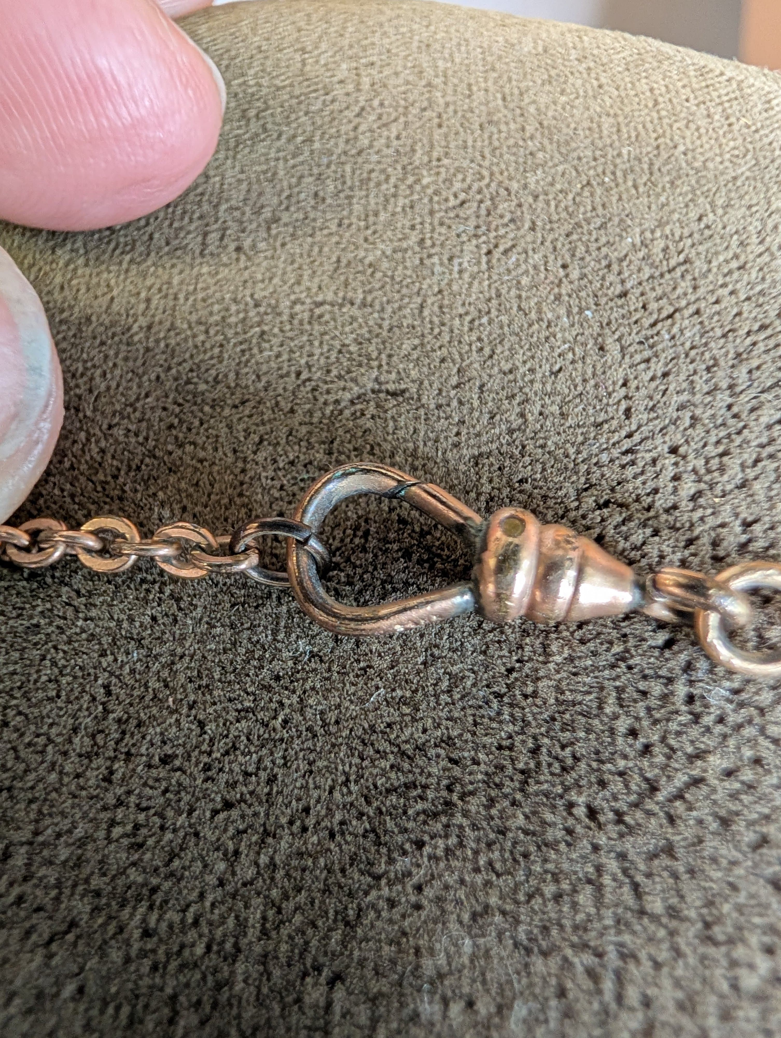 Antique Rose Gold-Tone Long 24" Chain with stamped MR Hook Clasp - Thumbnail 5