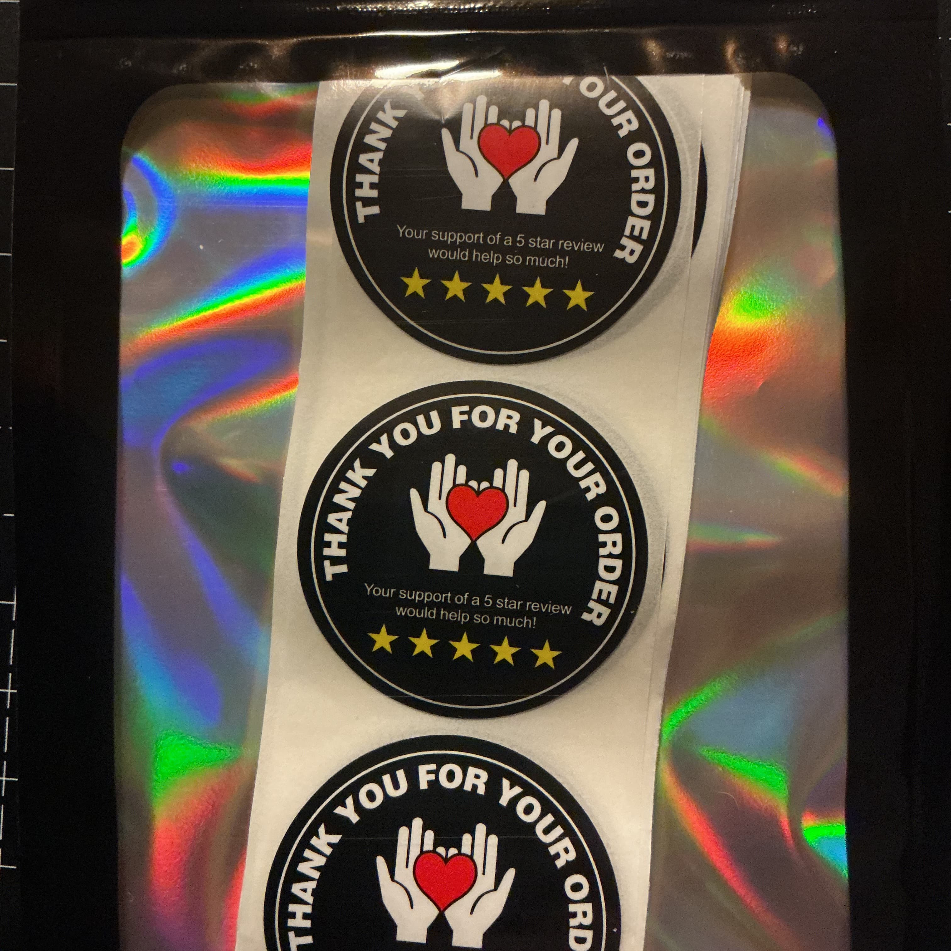 ★ 30 Thank You for Your Order 5-Star Review Stickers with Heart Hands