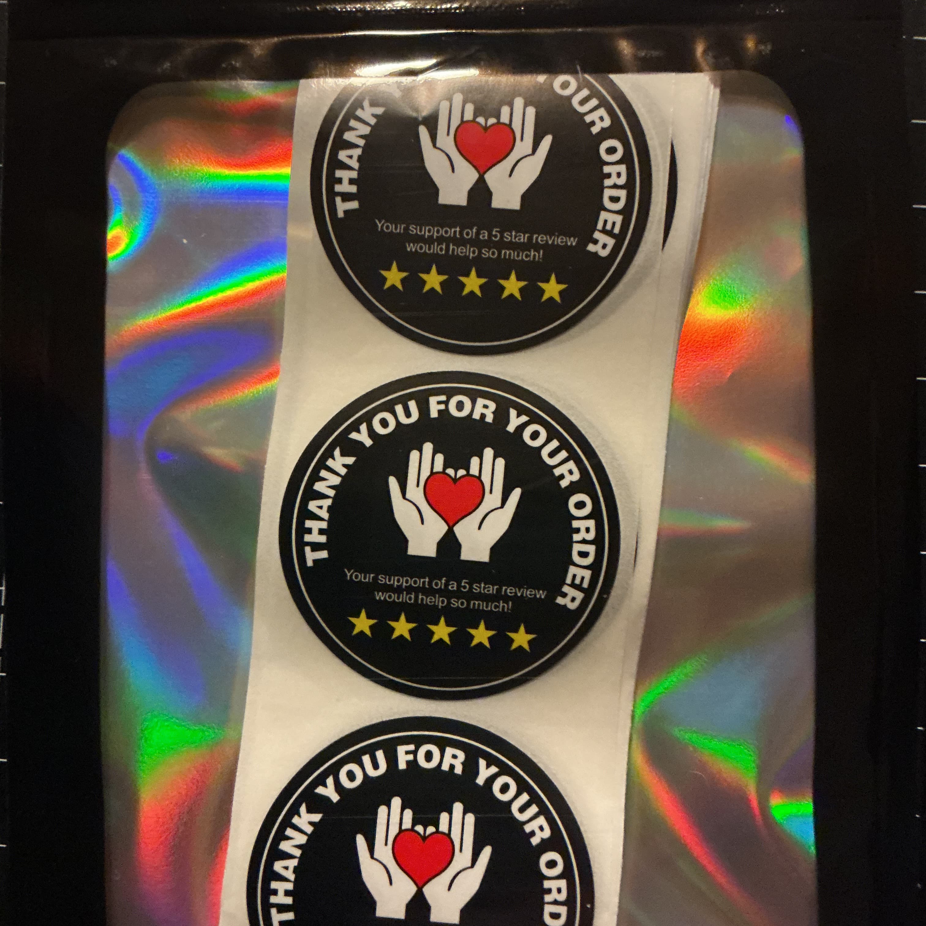 ★ 30 Thank You for Your Order 5-Star Review Stickers with Heart Hands - Thumbnail 3