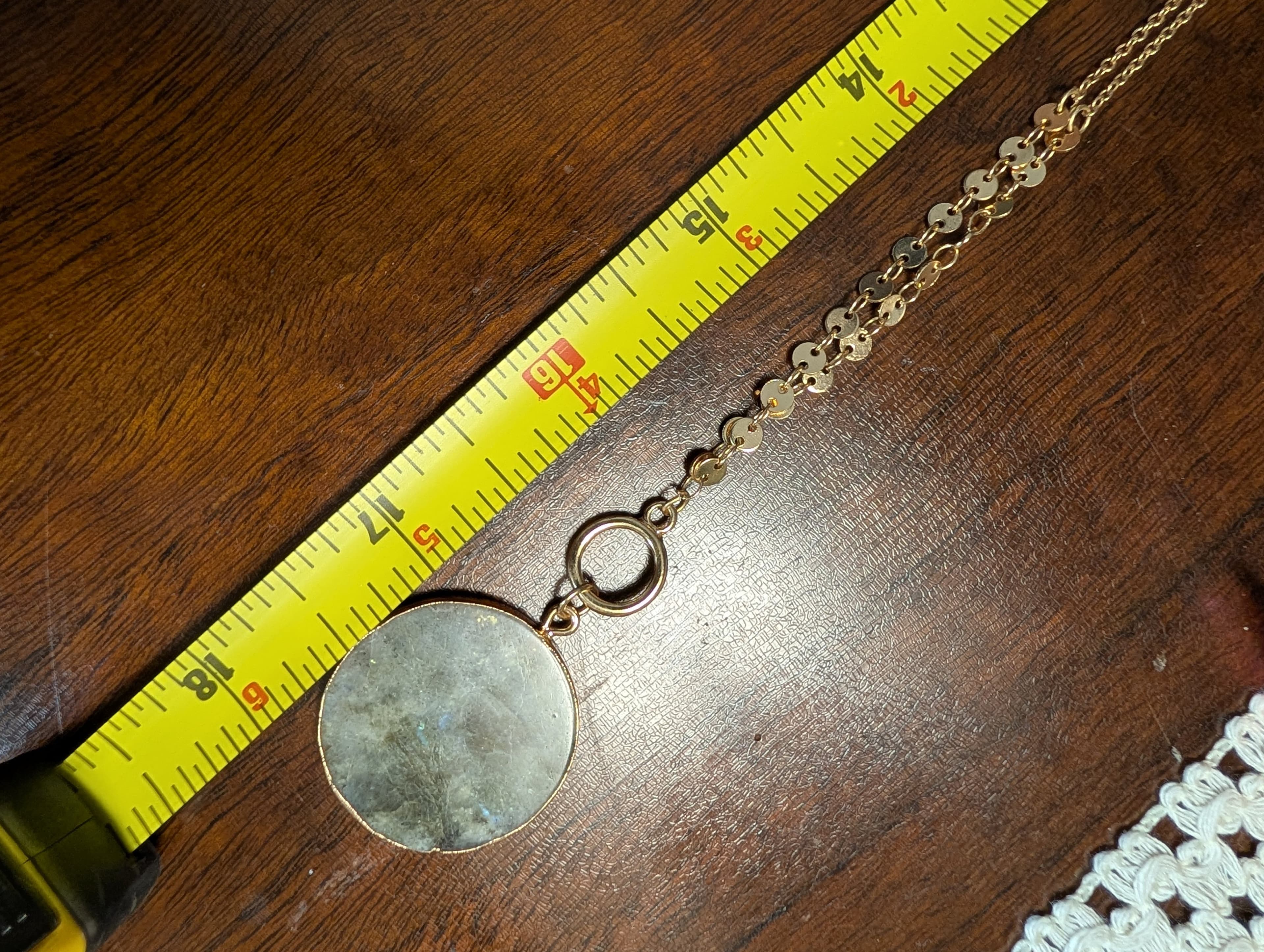 Gold Tone Toggle Necklace With Labradorite Pendant Necklace Adjustable length - Thumbnail 7