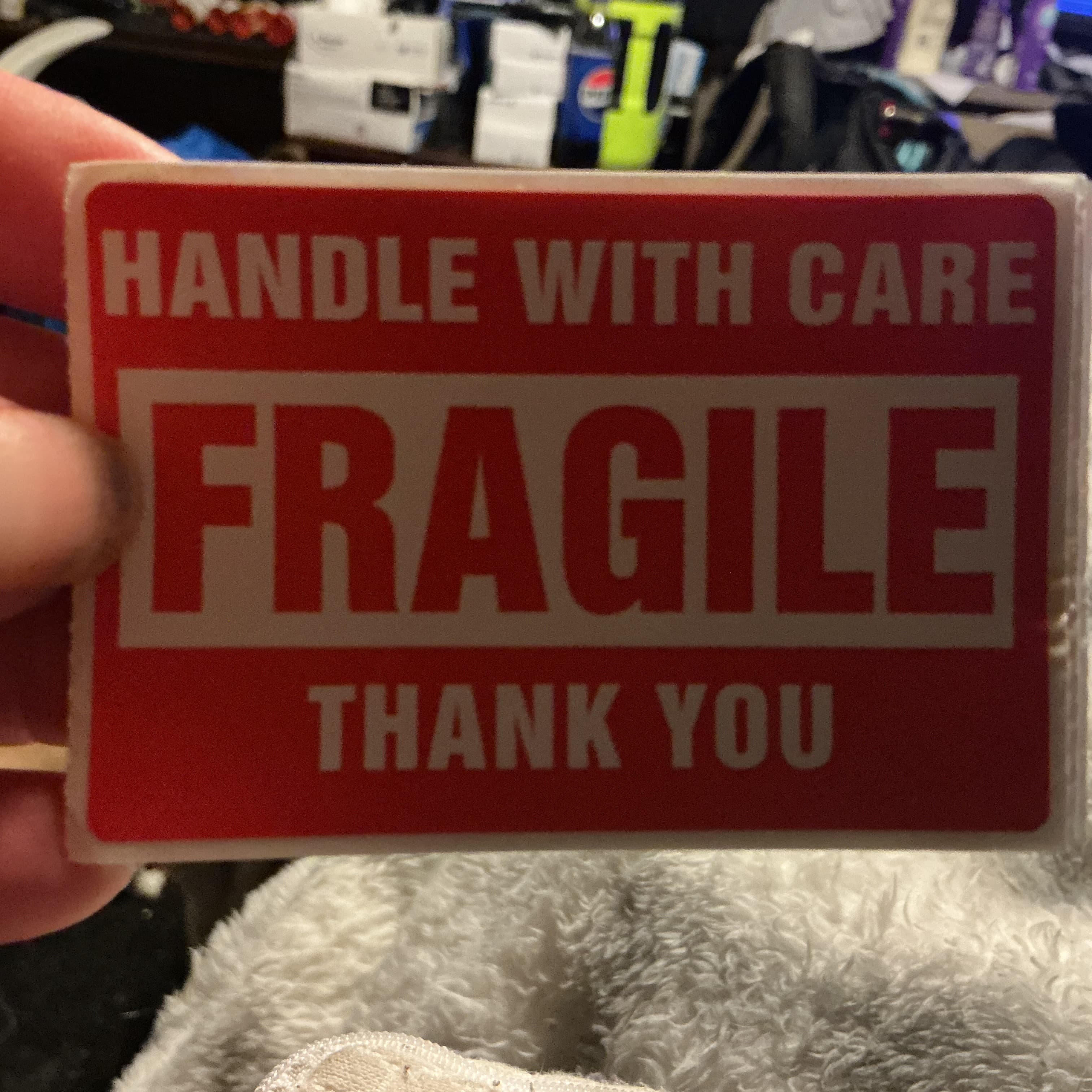 ★ Handle With Care Fragile Thank You Stickers | 20 Shipping Warning Labels