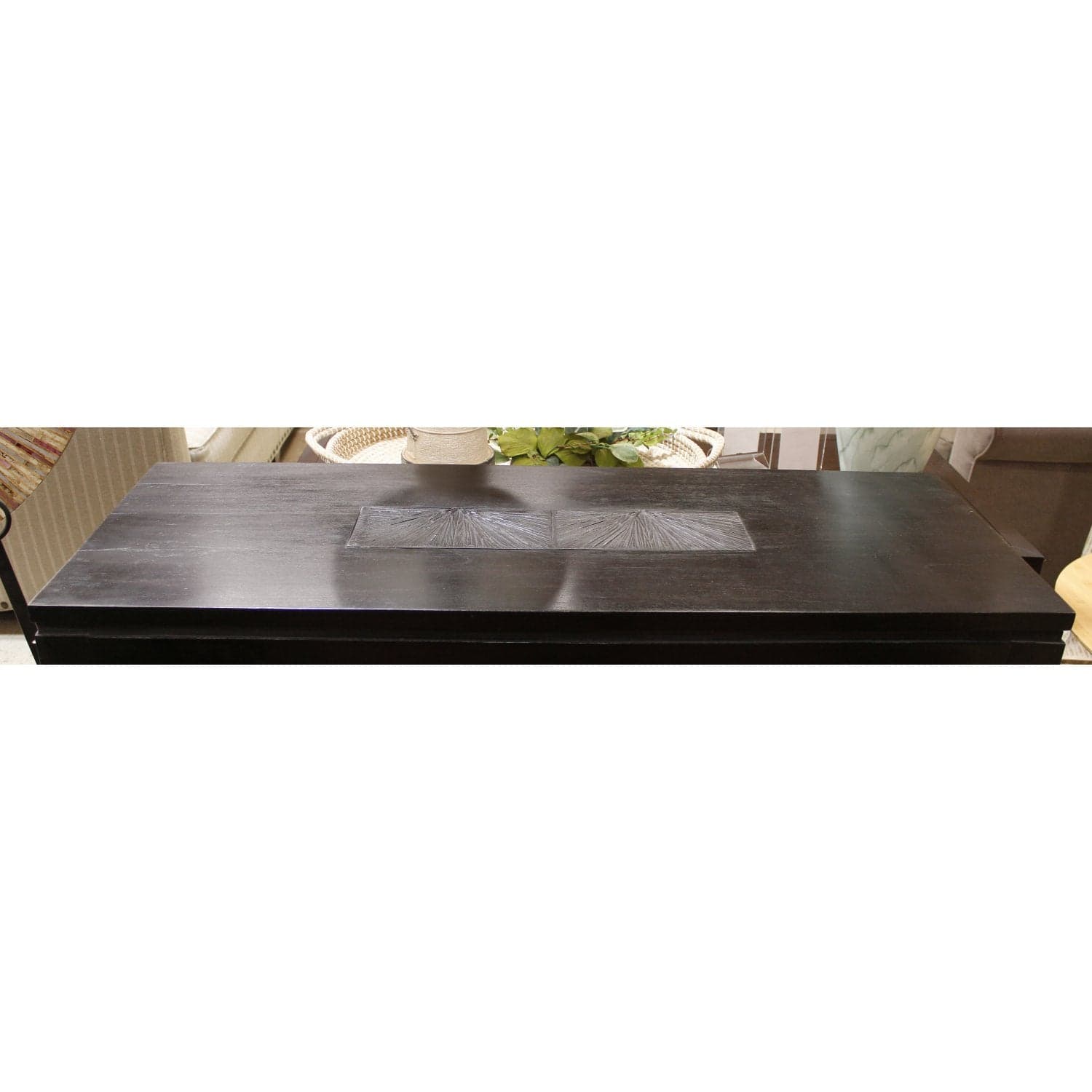 Black Console Table w/Carved Thistle Design - Black - Thumbnail 2
