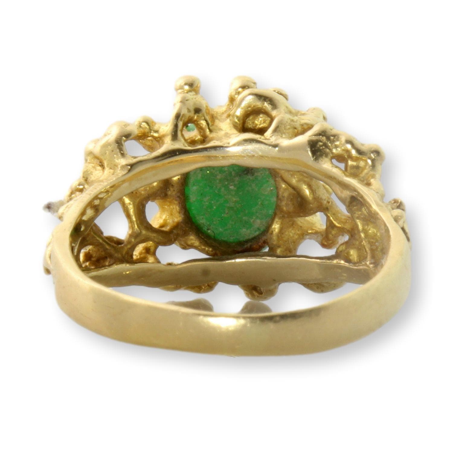 Vintage 14K Natural Jadeite Jade Ring | Pierced Openwork Design - Size 4 - Thumbnail 3