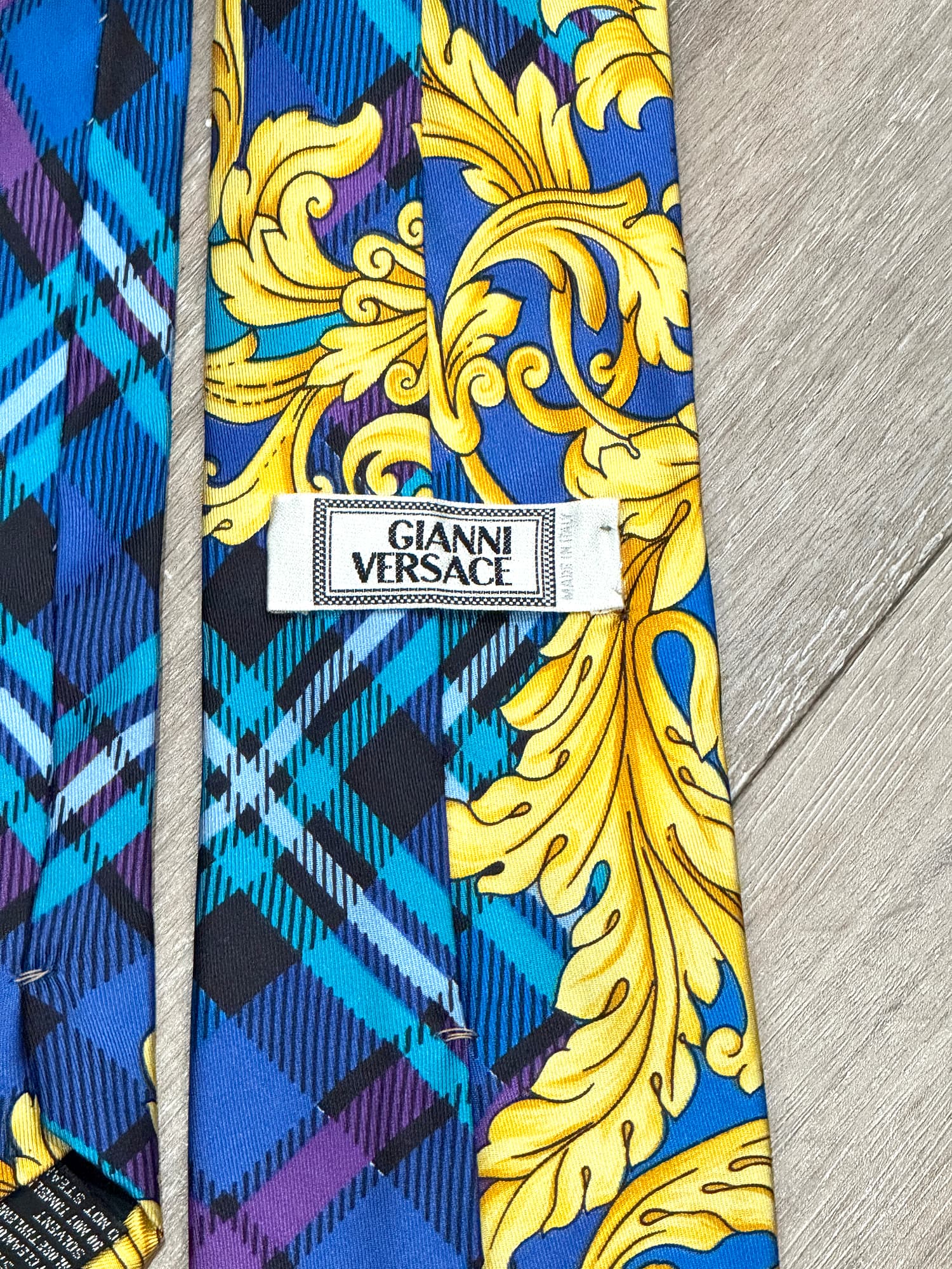Vintage Gianni Versace 1990s Iconic Baroque Plaid Silk Tie - Thumbnail 4