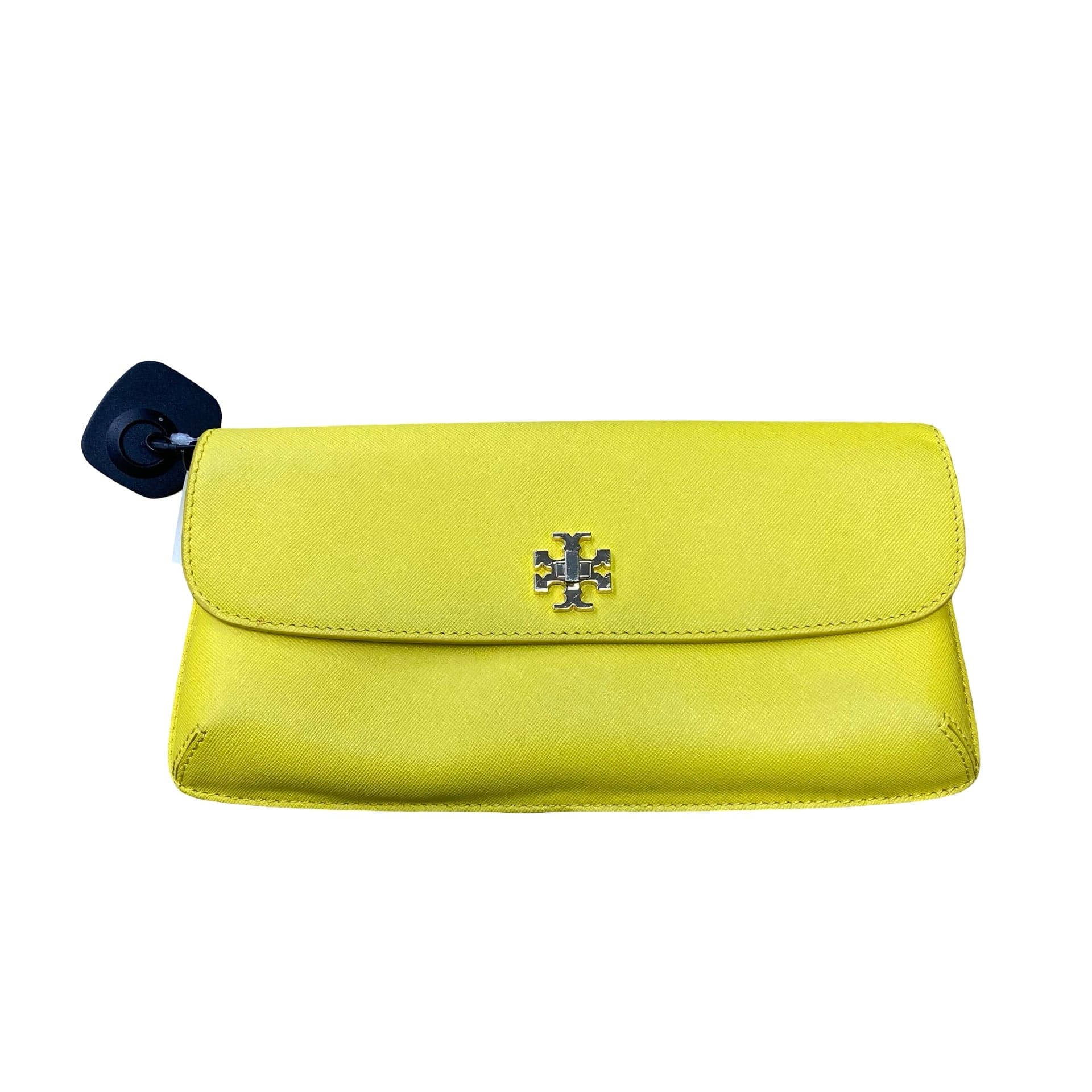Tory Burch Yellow Leather Clutch with Logo Detail - Thumbnail 2