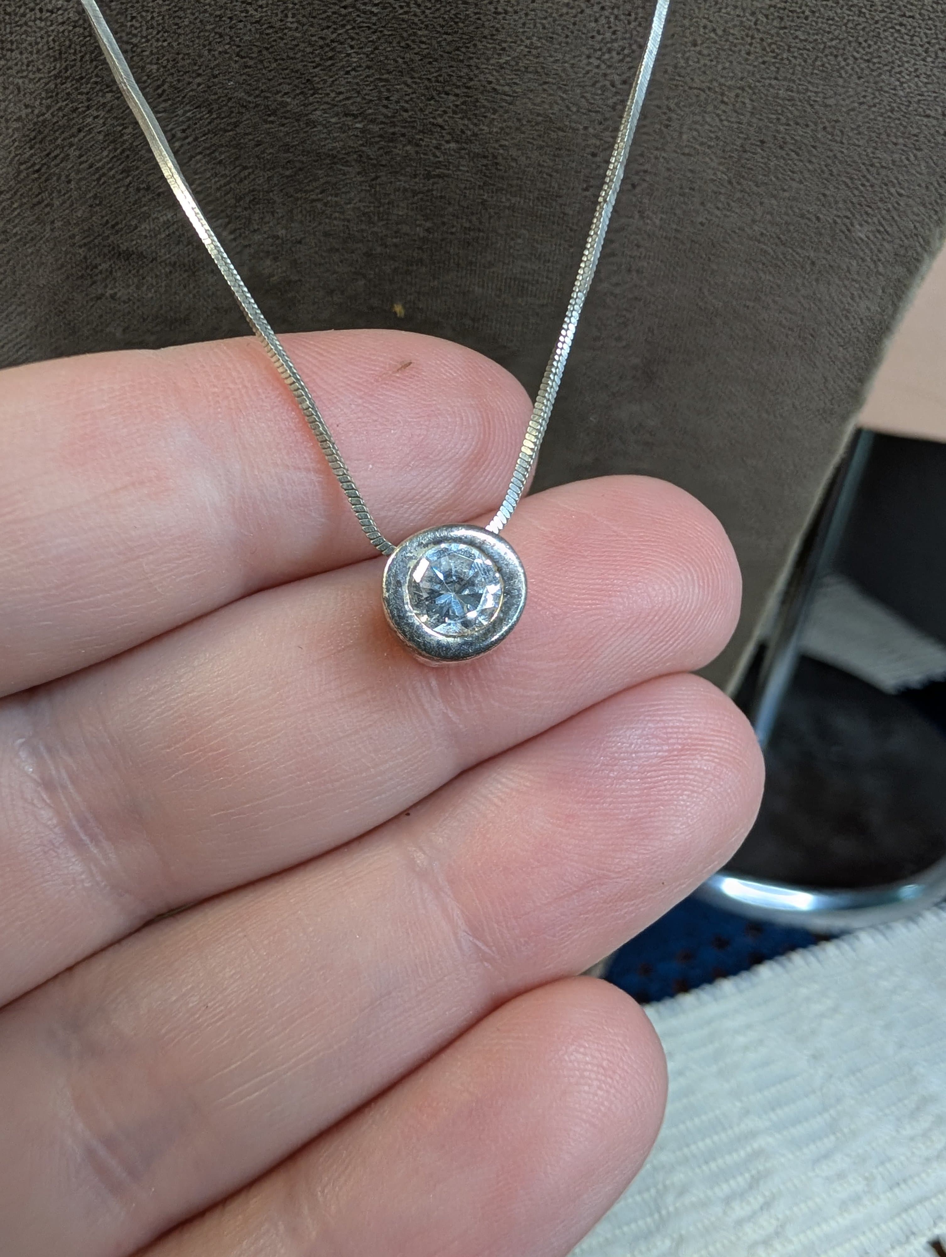 Sterling Silver 925 Box Chain Necklace and Pendant - Thumbnail 3