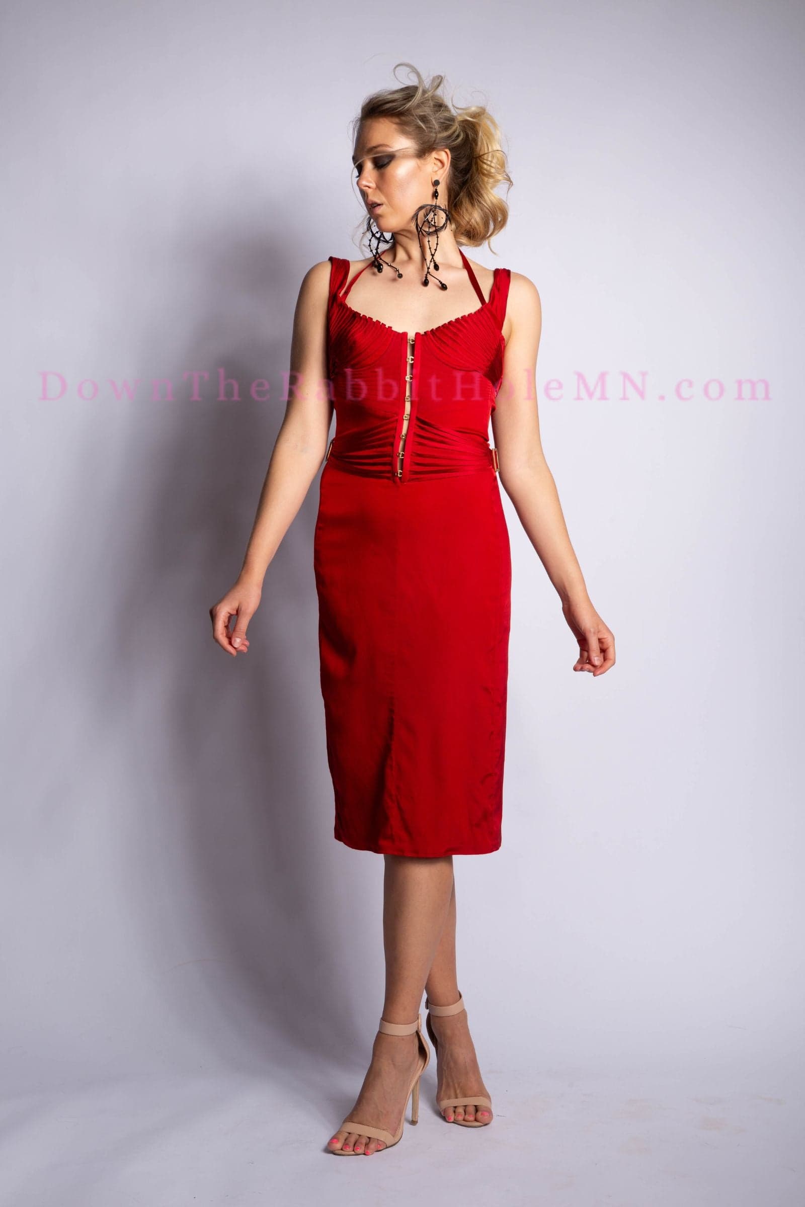 Gucci by Tom Ford F/W 2003 Red Runway Bustier Corset Silk Midi Dress Size IT44 - Thumbnail 2