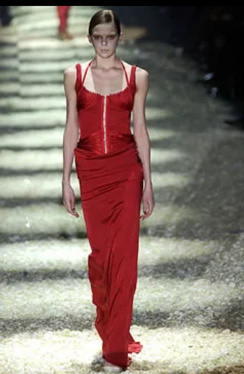 Gucci by Tom Ford F/W 2003 Red Runway Bustier Corset Silk Midi Dress Size IT44 - Thumbnail 5