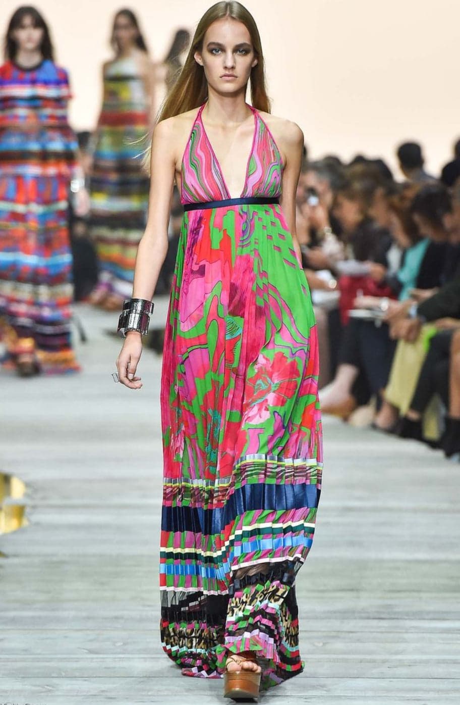 Roberto Cavalli 2015 Multi Color Maxi Long Halter Dress Size IT40 - Thumbnail 2