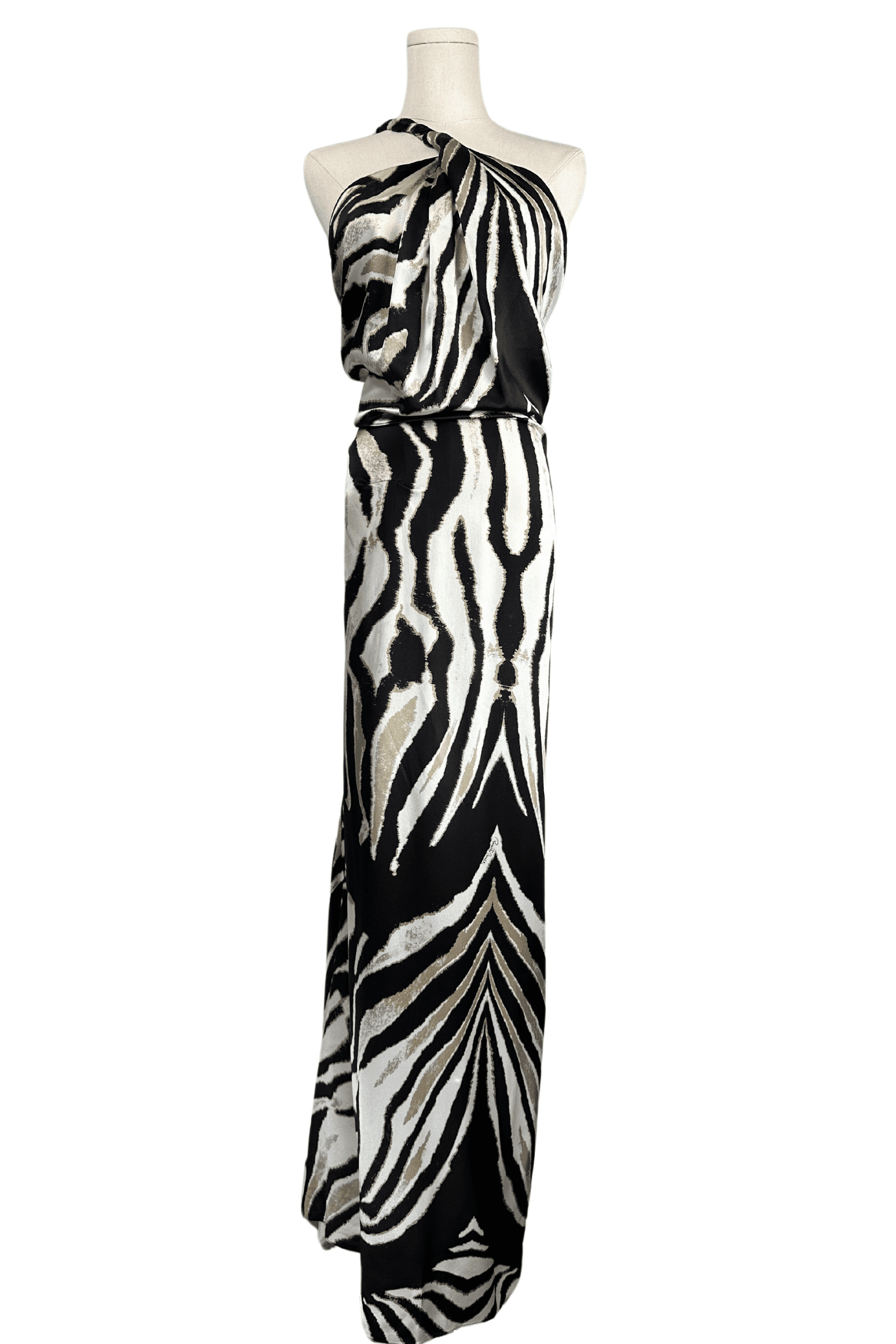 Roberto Cavalli Zebra Print Silk Maxi Dress Size IT38 - Thumbnail 8