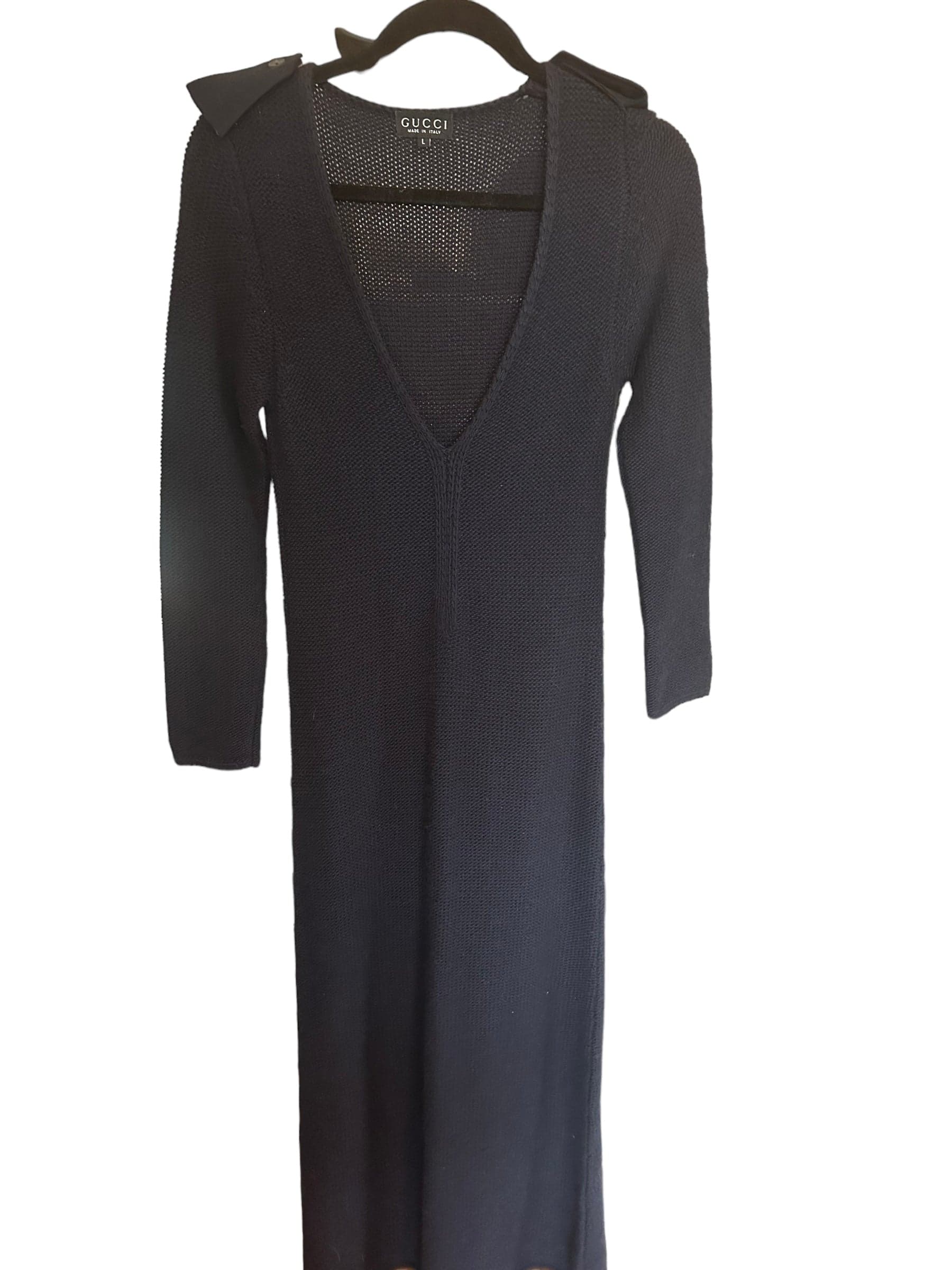 Gucci Tom Ford 1996 cashmere plunge epaulet maxi dress size L fits many - Thumbnail 4