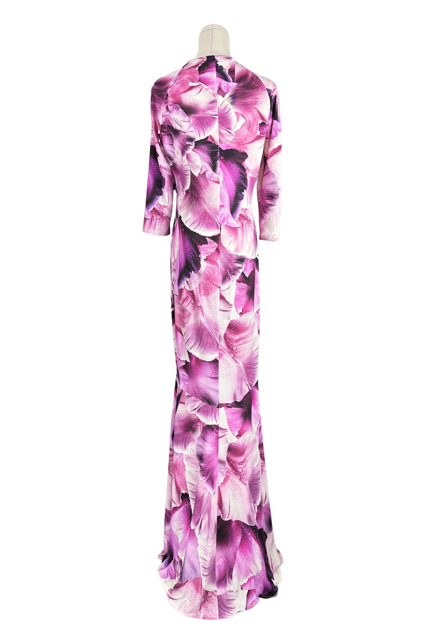 Roberto Cavalli Iris Print Pink Purple Dress Gown Size 48 - Thumbnail 6